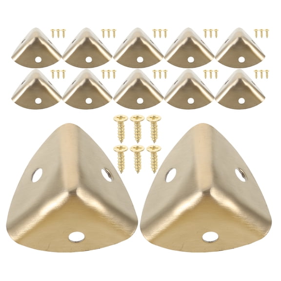UPGRATOR 12-Piece Metal Corner Guards, 90 Degree Triangular Stainless Steel Box Edge Protectors for Furniture, Cabinets and Cases