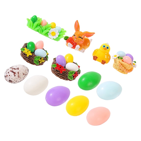UPGRATOR 13Pcs Tiny Figurines Resin Model Accessories for Home and Garden Decor in Bunny Theme Crafts 8Pack