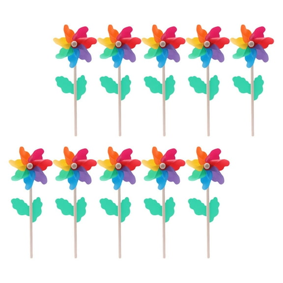 UPGRATOR 14Pcs Outdoor Pinwheel Windmill for Lawn and Garden 30x12x7.5cm in PVC and Wood Material