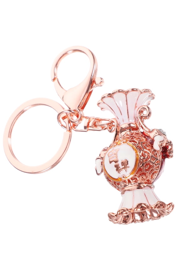 1Pack Aesthetic Keychain for Backpack Metal Vase Shape Key Pendant in Red
