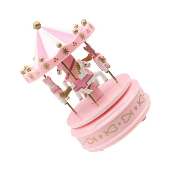 UPGRATOR 1Pack Pink Plastic Music Box for present Item with Carousel Shape and Decorative Design