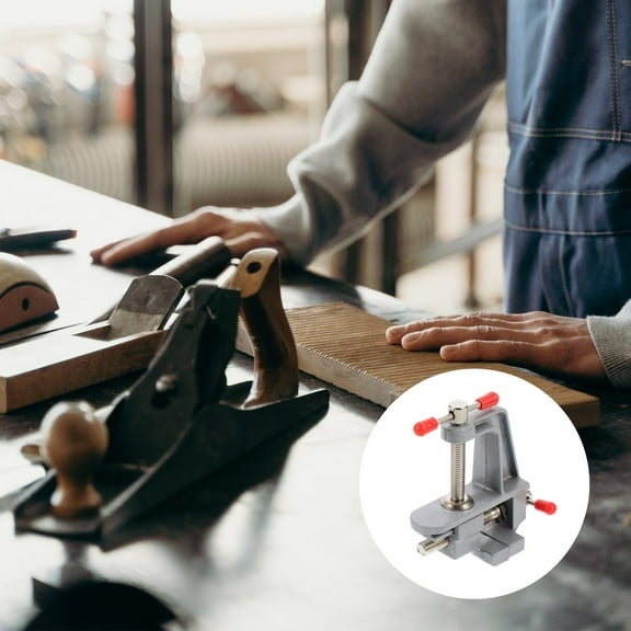 UPGRATOR 1Pack Portable Bench Vice Grey Aluminum Alloy Adjustable Jaws for Work Bench