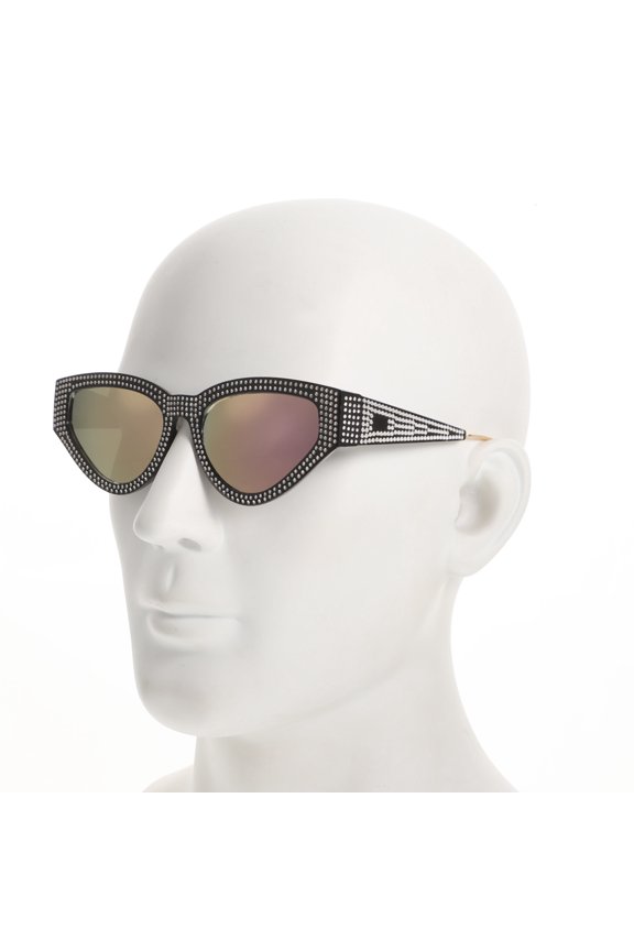 1Pair Stylish Eyeglasses Golden Metal Frame with Shiny Rhinestones for Party and Outdoor Use