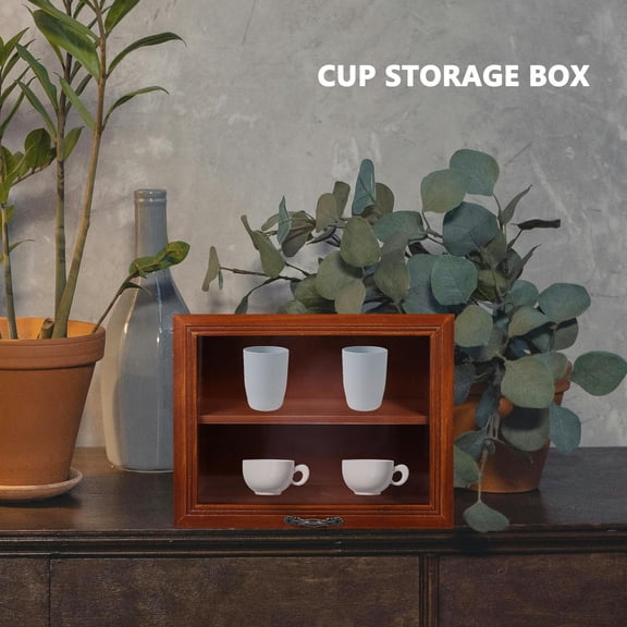 UPGRATOR 1Pc Dark Red Rustic Storage Box for Tea Set Cups and Cosmetics Holder