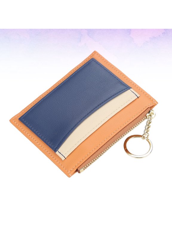 1Pc Orange Fashion Wallet Zipper Wallet Splice Design Lightweight Durable
