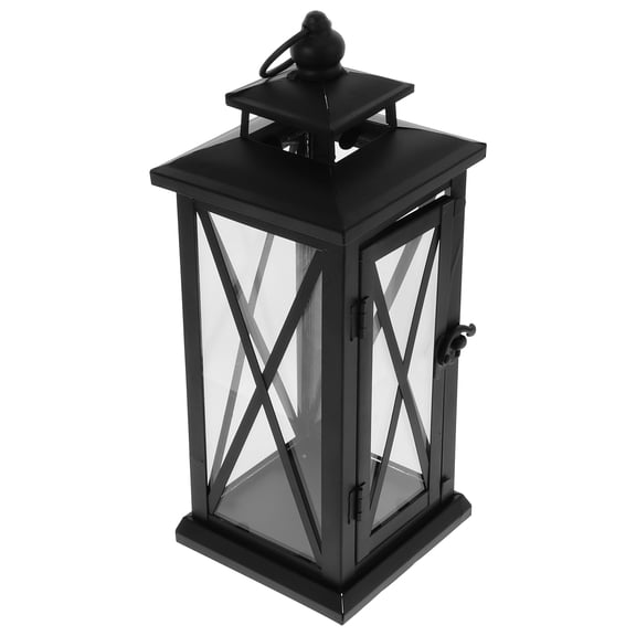 UPGRATOR 1Pc Storm Lantern Style Iron Candle Holder with Square Stable Base for Wedding Decoration