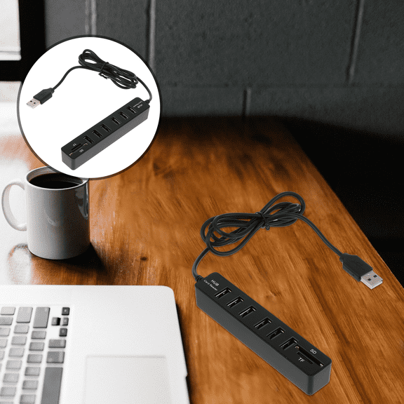 UPGRATOR 1Pc USB Hub Portable Multi Function Data Hub for Laptop and Computer Use in Black