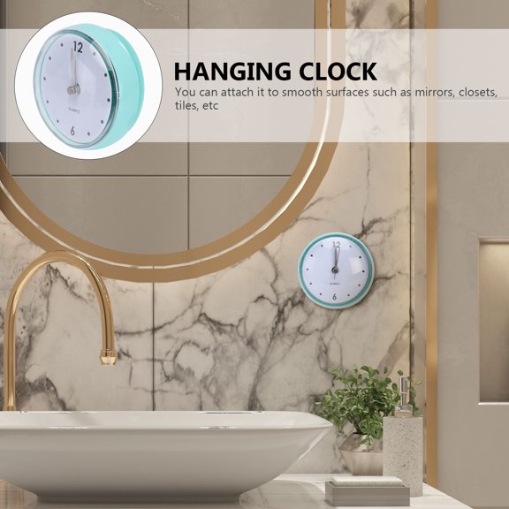 UPGRATOR 1Pc Waterproof Sucker Clock for Home Use Hanging on Mirrors Tiles with Anti-Fog Function