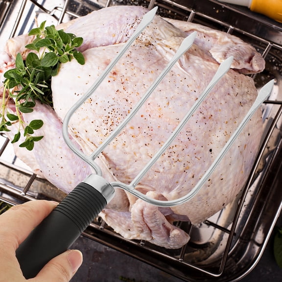 UPGRATOR 1Pcs Black Cooking Fork for Roasting Turkey Heavy Lifting Tool
