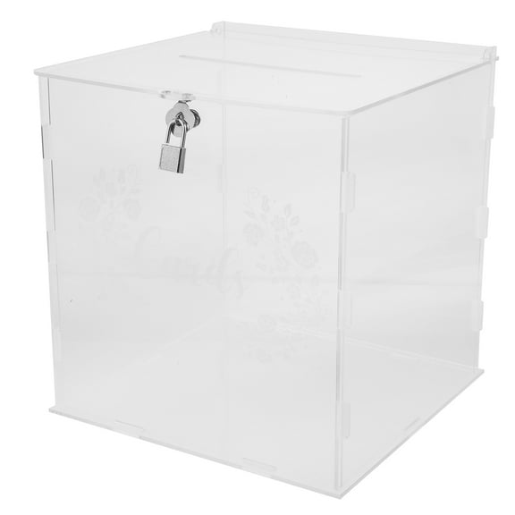UPGRATOR 1Pcs Cards Box Wedding Elegant Square Acrylic Storage Case 9.8x9.8x9.8in