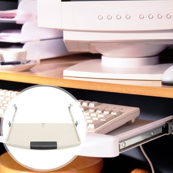 UPGRATOR 1Pcs Grey Plastic Keyboard Organizer for Under Table Storage in Office