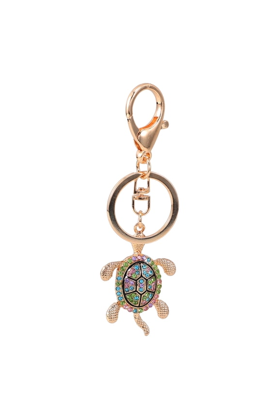 1Pcs Zinc Alloy Turtle Shape Rhinestone Keychain Youth Everyday Use