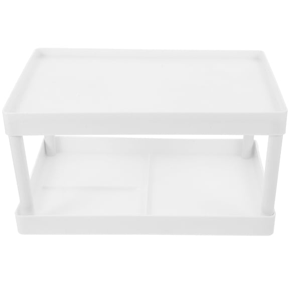 UPGRATOR 1Set Aesthetic Desk Organizer White Plastic Storage Rack for Bedroom Desktop Shelf 11.0x7.3x5.9in