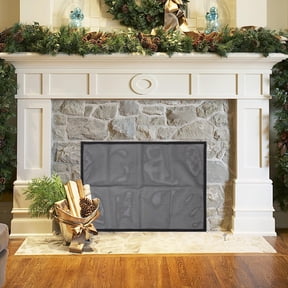 UPGRATOR 1Set Black Fireplace Screen Guard with Practical Fine Mesh for Hearth Spark Control
