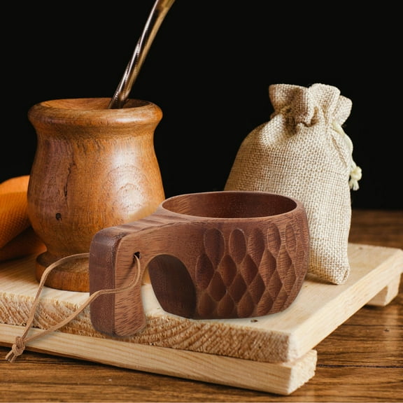 UPGRATOR 1Set Camp Mug Coffee Cup Wood Drinking Cups Simple Design for Home Use People who like wooden products