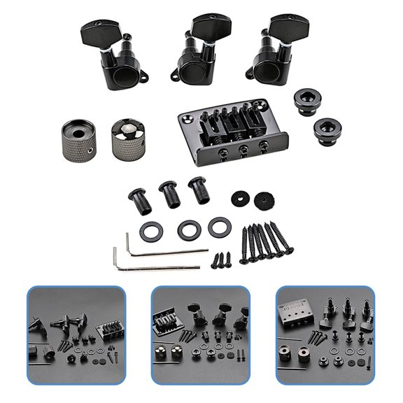 UPGRATOR 1Set Control Knob for Guitar Bridge Black Metal Easy Install Replacement Part