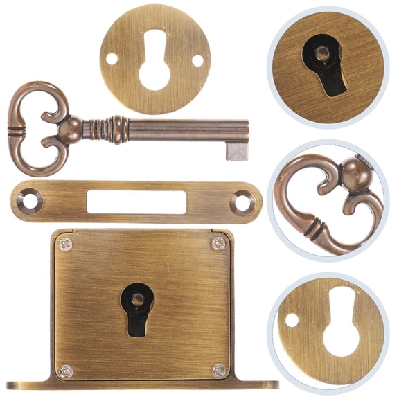 UPGRATOR 1Set Heavy Duty Brass Desk Drawer Lock with Key Vintage Style for Cabinets