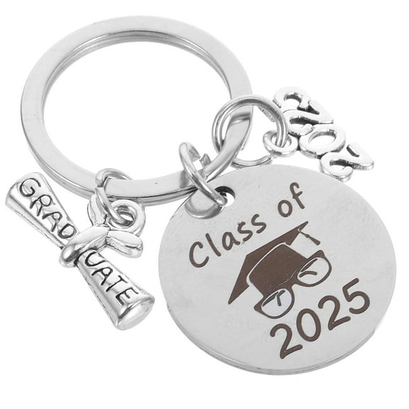 UPGRATOR 1Set Graduation Present Keychain for Family Members with Rectangle Shape and Silver Tone