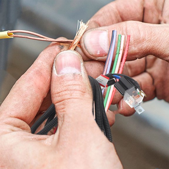 UPGRATOR 1Set Car Horn Harness Replacement Wiring Kit for Vehicle Black Copper Material