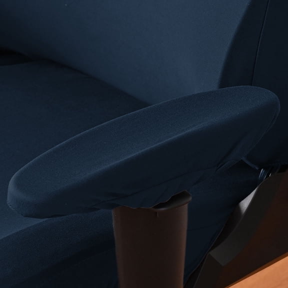 UPGRATOR 1Set Navy Gaming Chair Cover Stretch Polyester Slipcover with Armrest Protectors for Office Use