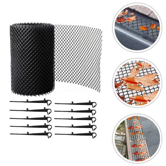 UPGRATOR 1Set Plastic Gutter Guard Heat Resistant Black Mesh Netting for Garden and Sink