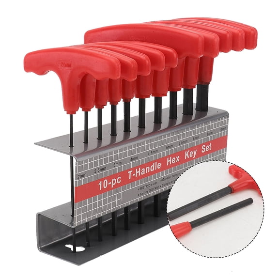 UPGRATOR 1Set T-Handle Steel Wrenches with Holder Red Finish Suitable for Decoration and Appliance Fixing