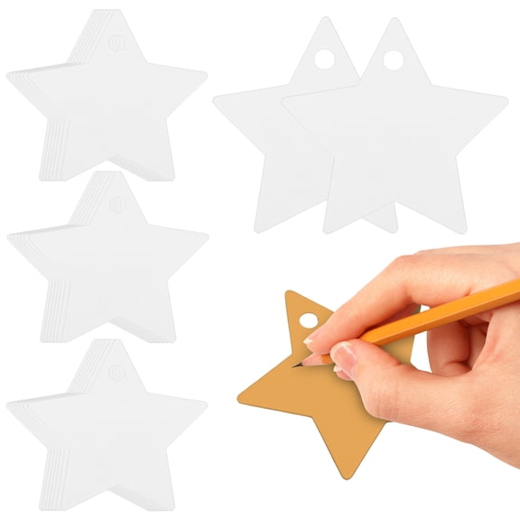 UPGRATOR 200Pcs Blank Star Shaped Tags White Paper Cutouts for Crafting 2.36X2.36X0.04in