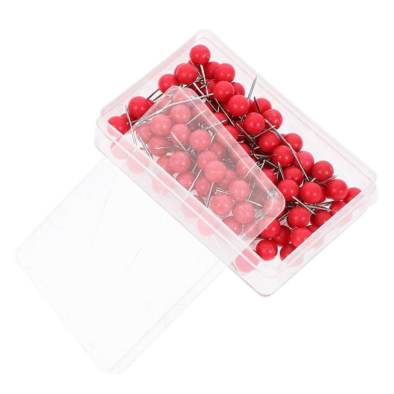UPGRATOR 200pcs Round Head Needle Pin Red Stainless Steel Map Marking Adults
