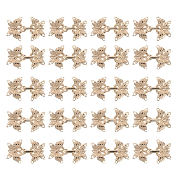 UPGRATOR 20Pairs Vintage Golden Metal Frog Closures for Cheongsam Cardigan and Shawl Sewing