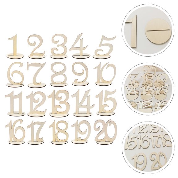 UPGRATOR 20Pcs Decorative Light Yellow Wooden Table Signs for Wedding and Gathering Decor