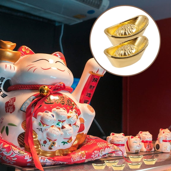 UPGRATOR 20Pcs Golden Ingot Craft Scene Ornament for Office and Home Table Decor