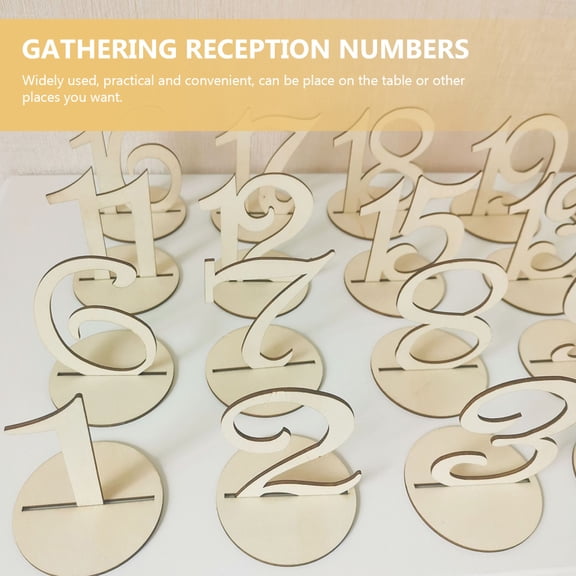 UPGRATOR 20Pcs Movable Wooden Table Numbers Light Yellow Reusable for Reception and Gathering