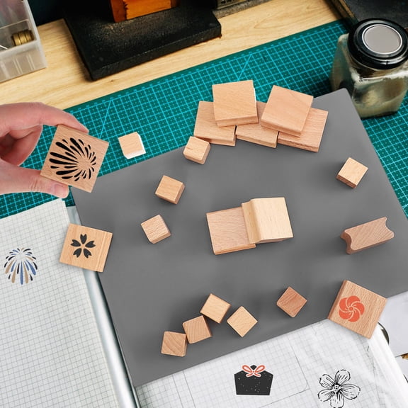 UPGRATOR 20-Piece Multi-Color Hardwood Stamp Kit with Grooved Blocks for Crafting, Custom Stamp Carving and Art Projects