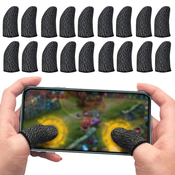 UPGRATOR 20Pcs Touch Screen Finger Sleeves Black Nylon Material Sweat Resistant Gaming Gear