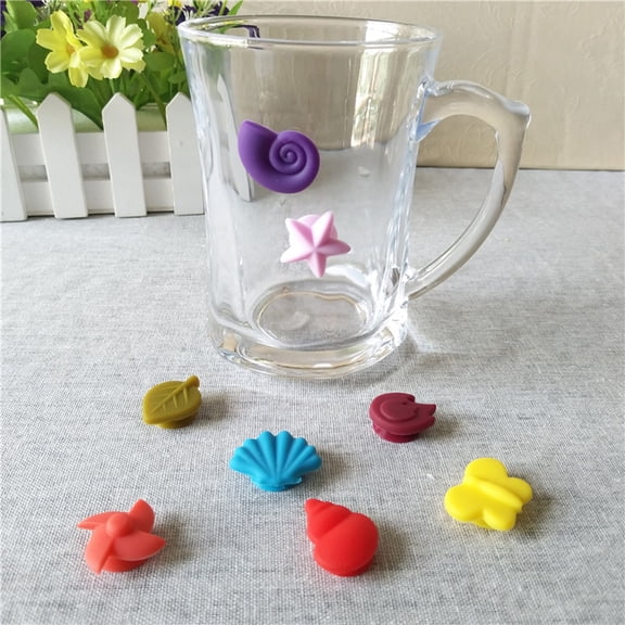 UPGRATOR 24Pcs Eco Friendly Silicone Drink Markers with Suction Cup Glass Recognizers for Events