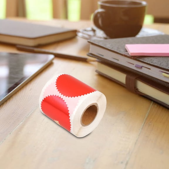 UPGRATOR 250Pcs Red Serrated Edge Embossing Labels for Wedding Envelopes and Official Documents