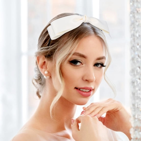 UPGRATOR 2Pcs Big Bow Ribbon Headband Satin Hairband for Party Holiday and Everyday Decoration