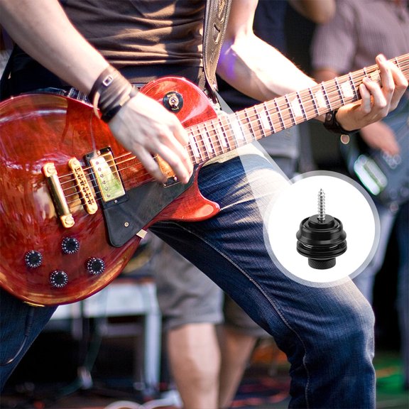 UPGRATOR 2Pcs Black Guitar Strap Button Lock Metal Strap Locks for Bass and Electric Guitars