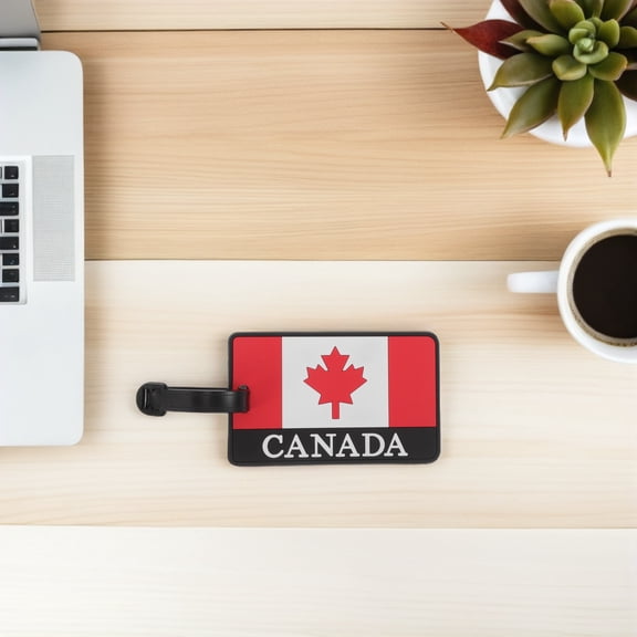 UPGRATOR 2Pcs Canadian Flag Luggage Tags For Waterproof Bag Identification And Anti Loss Travel Use
