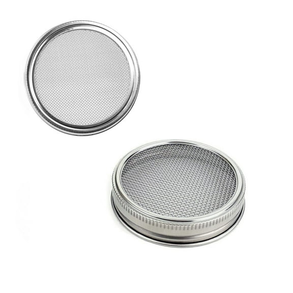 UPGRATOR 2Pcs Circular Sprouting Jar Silver 3.3Inch With Draining Sifting Soaking Function For Mason Jars
