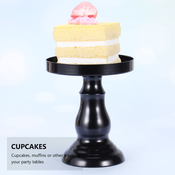 UPGRATOR 2Pcs Cupcake Dessert Stand Black Metal Round Display For Baby Showers