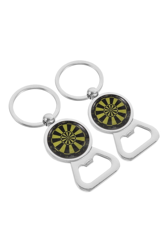 2Pcs Dartboard Keychain Bottle Opener with Sturdy Metal Build Portable Sports Theme Key Ring Accessory