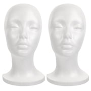 UPGRATOR 2Pcs Durable White Foam Manikin Head for Wig Making and Hair Styling Practice