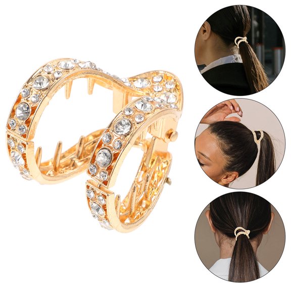 UPGRATOR 2Pcs French Style Golden Hair Barrettes for High Ponytail and Short Hair Stability