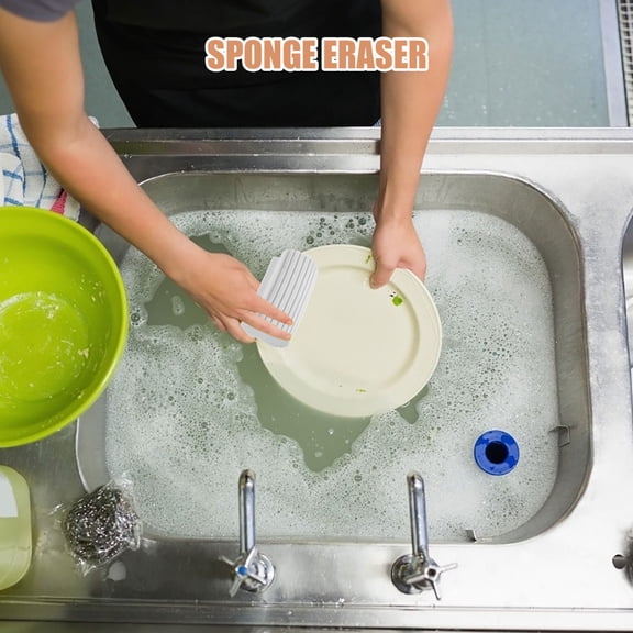 UPGRATOR 2Pcs Grey Sponge for Dishwashing and Dust Removal Duster Sponge with Handle