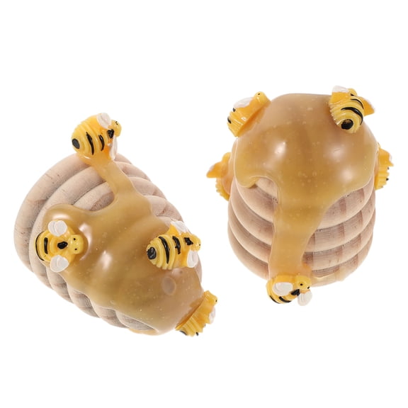 UPGRATOR 2Pcs Handcrafted Wood Beehive Decorations Honeycomb Table Centerpiece for Spring Party