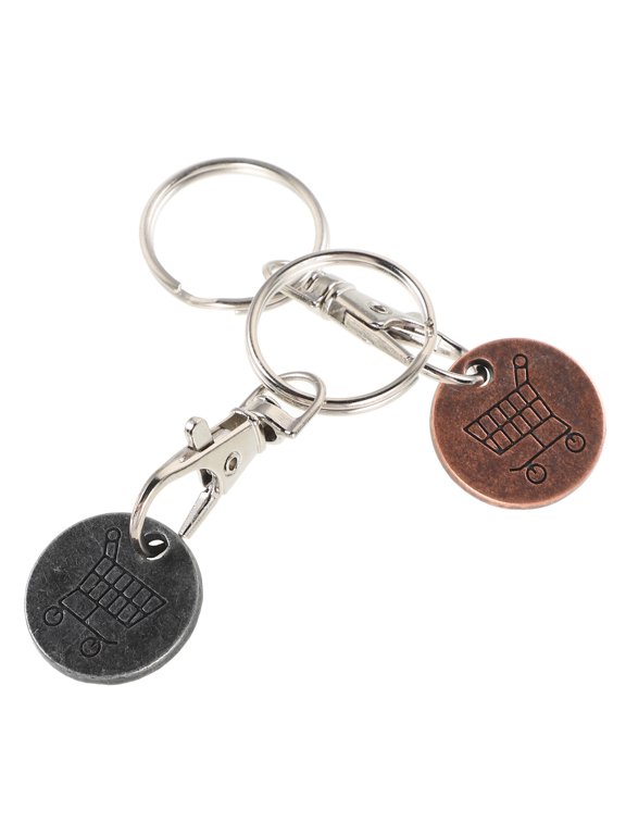 2Pcs Portable Shopping Trolley Token Keychains Hanging Token Removers Assorted Colors