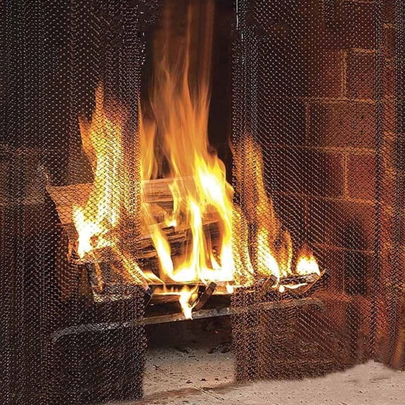 UPGRATOR 2Pcs Hearth Mesh Screen Curtain Panel with Fine Mesh for Fireplace Sparks Prevention