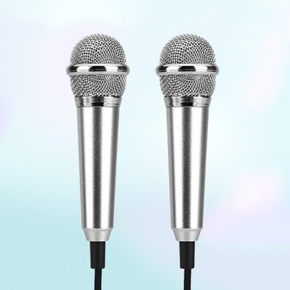 UPGRATOR 2Pcs K Singing Bar Microphone Compatible with Pc and Smartphone Plated Silver Portable