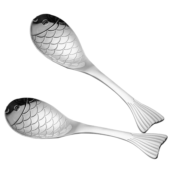 UPGRATOR Set of 2 Stainless Steel Fish-Shaped Soup Spoons Plated Kitchen Serving Utensils
